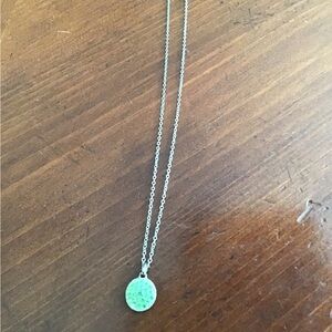 Avon Elegant Silver Necklace with Green Charm